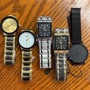 Quartz Watch Set - Gold, Silver, Black